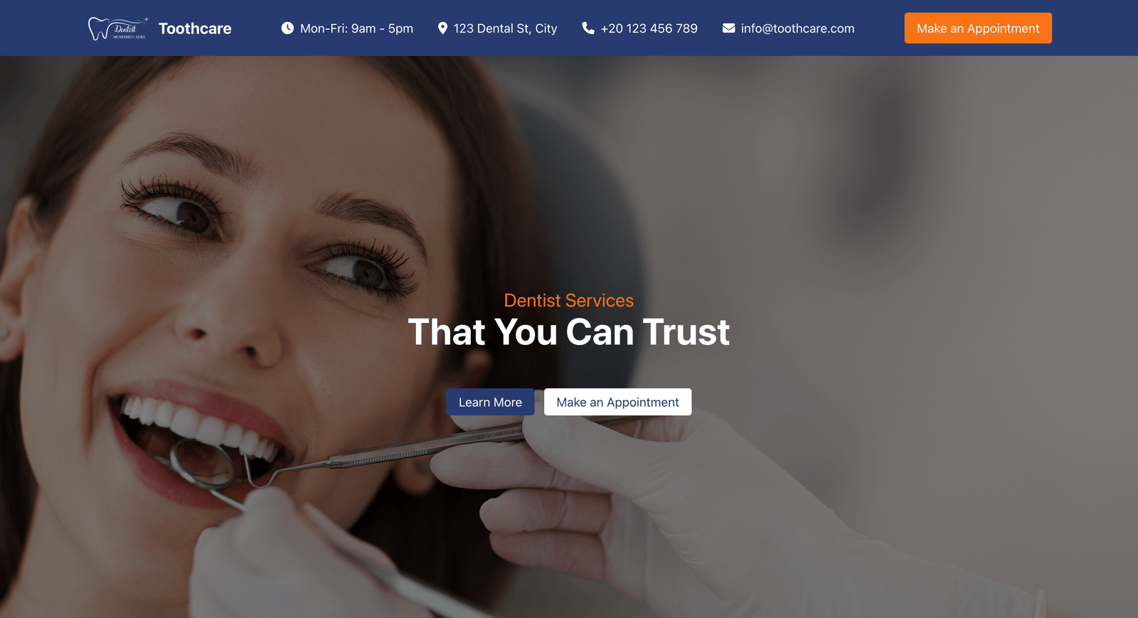 Dentist website with booking service